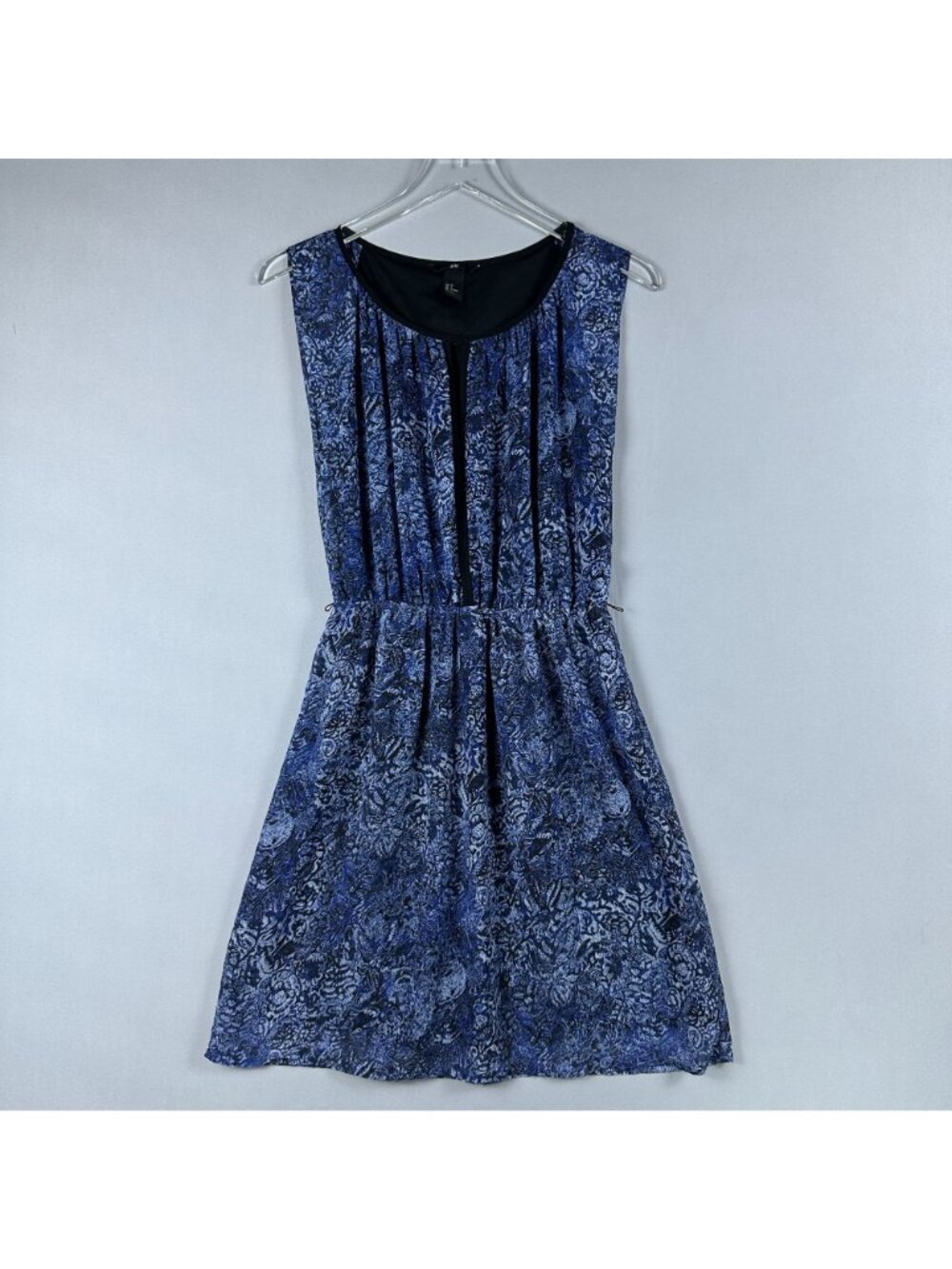 H&M Dress Size 6 Blue Black Paisely Print Sleeveless Elastic Waist - Picture 2 of 8